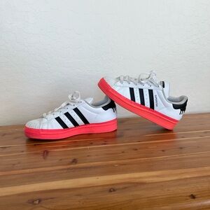 Adidas White Sneakers with Pink Soles